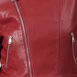 showoffff SHOWOFF Red Regular Fit Biker Jacket image 5