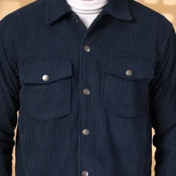 Chkokko Blue Relaxed Fit Solid Jackets image 5