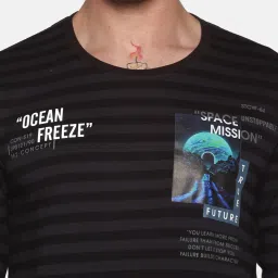 showoffff SHOWOFF Black Cotton Slim Fit Stripes Sweatshirt image 5