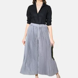 BUYNEWTREND Grey Mid Rise Palazzos image 5