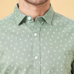 Byford by Pantaloons Sage Green Cotton Slim Fit Printed Shirt image 5