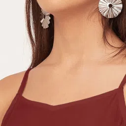 Moomaya Red Regular Fit Midi Dress image 5