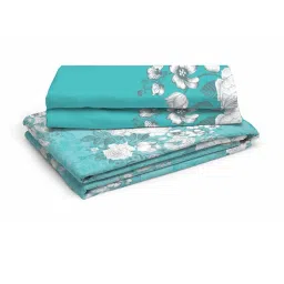 Layers Tuscany Blue Cotton 104 TC Single Flat Bed Sheet With 1 Pillow Cover image 5