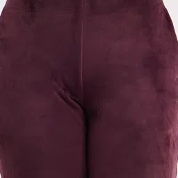 Fablestreet Maroon Cotton Relaxed Fit High Rise Trackpants image 5