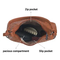 Metro Tan Textured Large Shoulder Handbag image 5