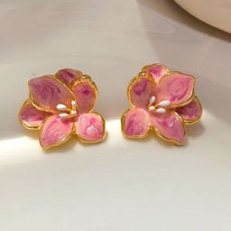 FIMBUL Gold-Plated Enamel Floral Studs-picture-17