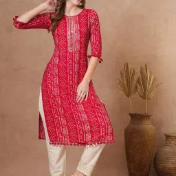 Fashor Red Regular Fit Printed Kurta image 5