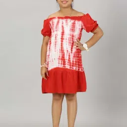 Kiddopanti Kids Red & White Over Dyed Dress-image-34