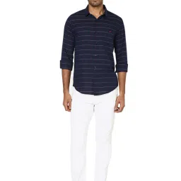 Mufti Navy Slim Fit Check Cotton Shirt image 5
