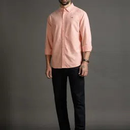 Royal Enfield INDIE RIDE OXFORD Peach Regular Fit Shirt image 5