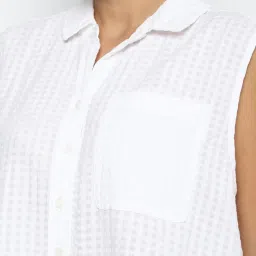 American Eagle Outfitters White Cotton Chequered Shirt image 5