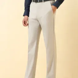 Allen Solly Beige Slim Fit Checks Trousers image 3