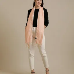 Linen Club Orange Pure Linen Stole image 5