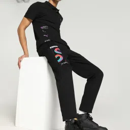 Puma x one8 Black Slim Fit Cotton Trackpants image 5