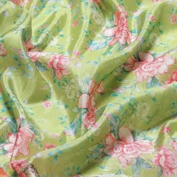 Silk Land Green & Pink Silk Printed Saree With Unstitched Blouse image 5