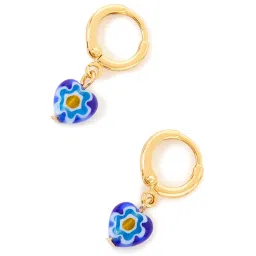 Accessorize London Real Gold-Plated Z Murano Blue Glass Heart Drop Earrings image 5