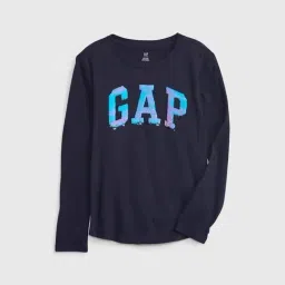 GAP Girls Navy Regular Fit Logo Long Sleeves T-Shirt-picture-11