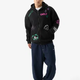 The Souled Store Official Joker: Wanted! Black Graphic Print Oversized Hooded Sweatshirt image 5