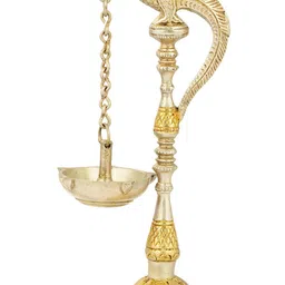 Exotic India Brass Five-Wick Parrot Hanging Lamp With Stand image 1