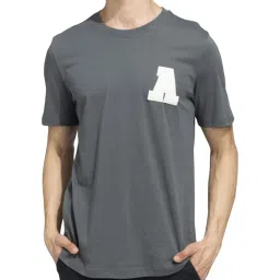 Adidas Grey Cotton Regular Fit Sports T-Shirt image 5