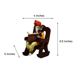 eCraftIndia Pearl Rakhi with Lord Ganesha Reading Book on Wooden Chair and Roli Chawal Pack image 3