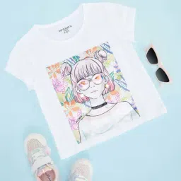 Pantaloons Junior Girls Marshmallow Printed T-Shirts-image-1