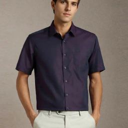 Louis Philippe Purple Cotton Regular Fit Texture Shirt-picture-49
