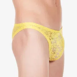 La Intimo Yellow Nylon Relaxed Fit Floral Bikini image 3