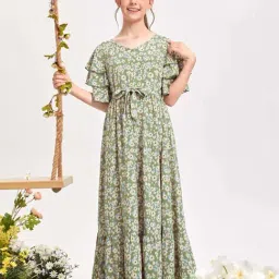 Bolly Lounge Girls Pastel Green Floral Dress-picture-20