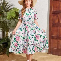Bolly Lounge Girls Multicolor Floral Dress-image-4