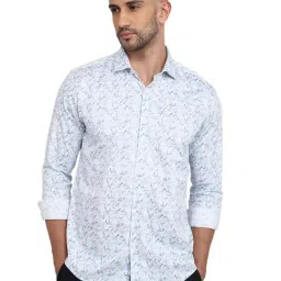 Park Avenue Medium Blue Cotton Printed Slim Fit Shirt-image-8