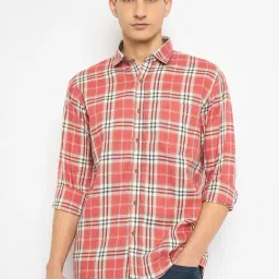 Duke Red Blended Slim Fit Checkered Shirt-picture-46