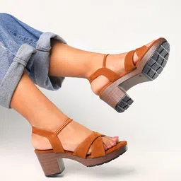 Monrow Suede Block Heels-image-42