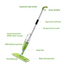 DeoDap 360° Rotation Aluminum Microfiber Spray Mop Pad Assorted Color for Floor Cleaning, 1739 image 3