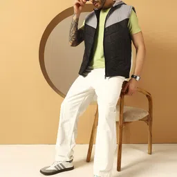 Christy World Men Hooded Colourblocked Gilet Jacket image 4