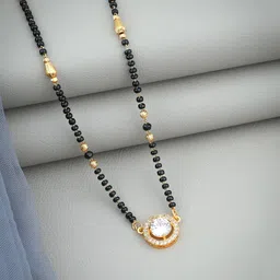 Wynona Gold-Plated Artificial Stones & Beads Mangalsutra image 1