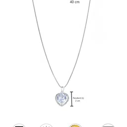 PRIVIU Silver-Plated Cubic Zirconia Studded Heart Shaped Pendant With Chain image 4