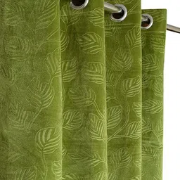 B' Decorlish Green 2 Pieces Floral Room Darkening Velvet Door Curtain image 3