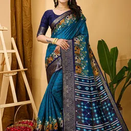 KALINI Ethnic Motifs Zari Art Silk Banarasi Saree-picture-13