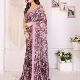ROOP SUNDARI SAREES Floral Printed Zari Saree image 4