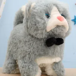 Aarohi Toys Musical Poochie Cat Grey White - Length 15cm-picture-26