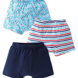 Babyhug 100% Cotton Briefs Striped & Football Printed Pack of 3 - Blue-picture-10