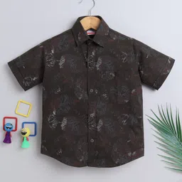 BAATCHEET Cotton Half Sleeves Leaves Printed Shirt - Brown-picture-10
