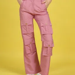 Cutiekins Woven Solid Cargo Pants - Pink-picture-38