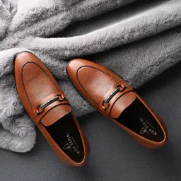 NICO NERINI Men Textured Leather Formal Loafers-image-54