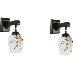 1ST TIME Green & Black Printed Wood Frustum Shaped Wall Lamp image 2