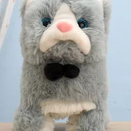 Aarohi Toys Musical Poochie Cat Grey White - Length 15cm image 2