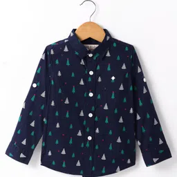 JASH KIDS Cotton Knit Full Sleeves Jungle Theme Printed Shirt - Navy Blue image 2