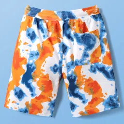 Pine Kids Looper Knit Above Knee Length Shorts With Tropical & Tie & Dye Print - White image 2