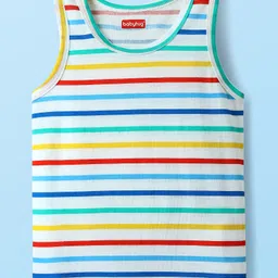 Babyhug 100% cotton Sleeveless Vests With Stripes & Text Printed Shorts - Multicolour image 2